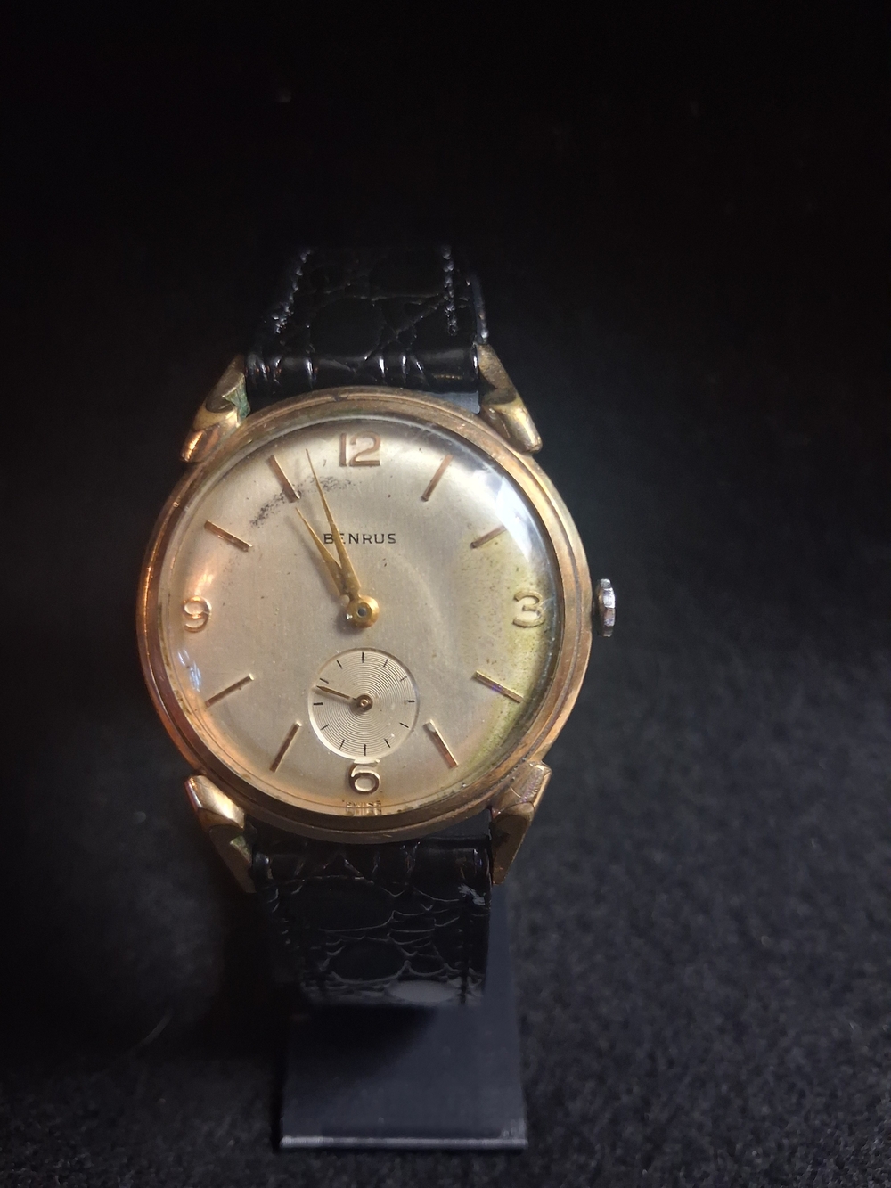 Vintage 40s-50s Benrus Mechanical Manual Wind 10K Rolled Gold Plate RUNNING
